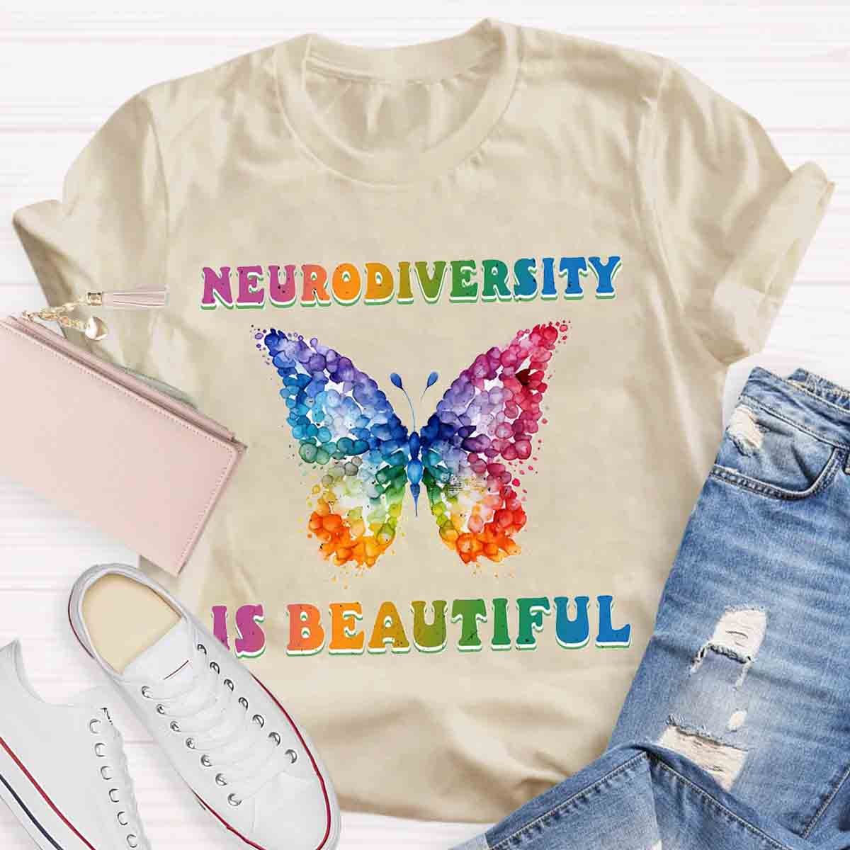 Neurodiversity is Beautiful Butterfly Design Special Ed Teacher T-Shirt