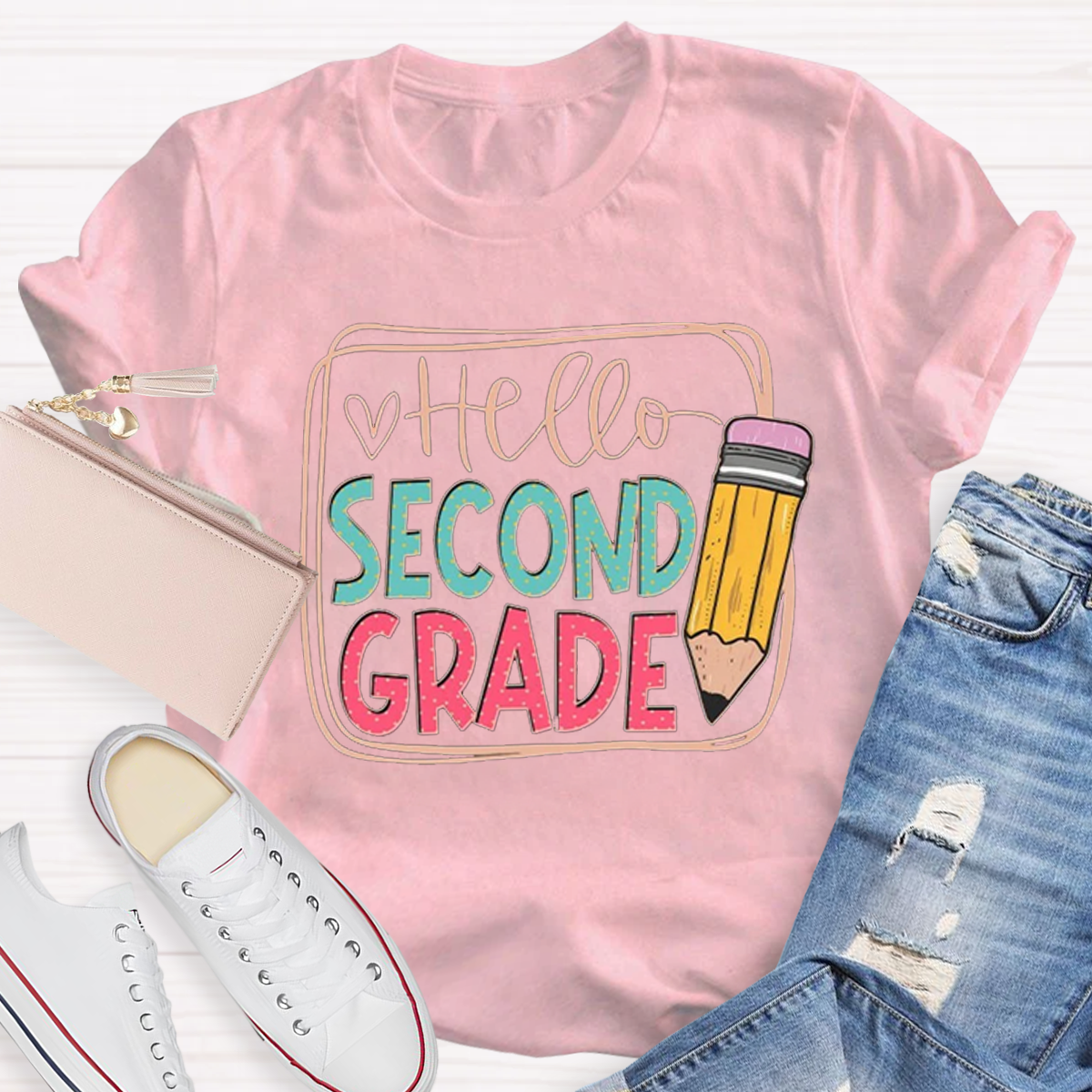 Personalized Grade Hello Second Back To School T-Shirt