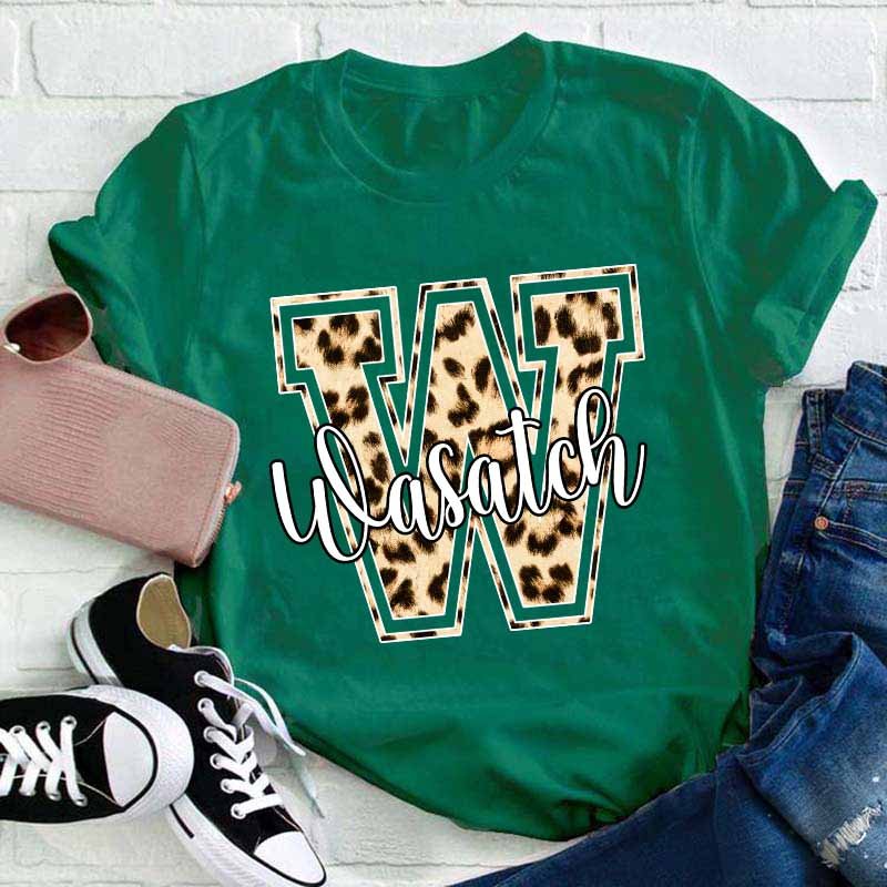 Personalized Name Leopard Color Teacher T-Shirt