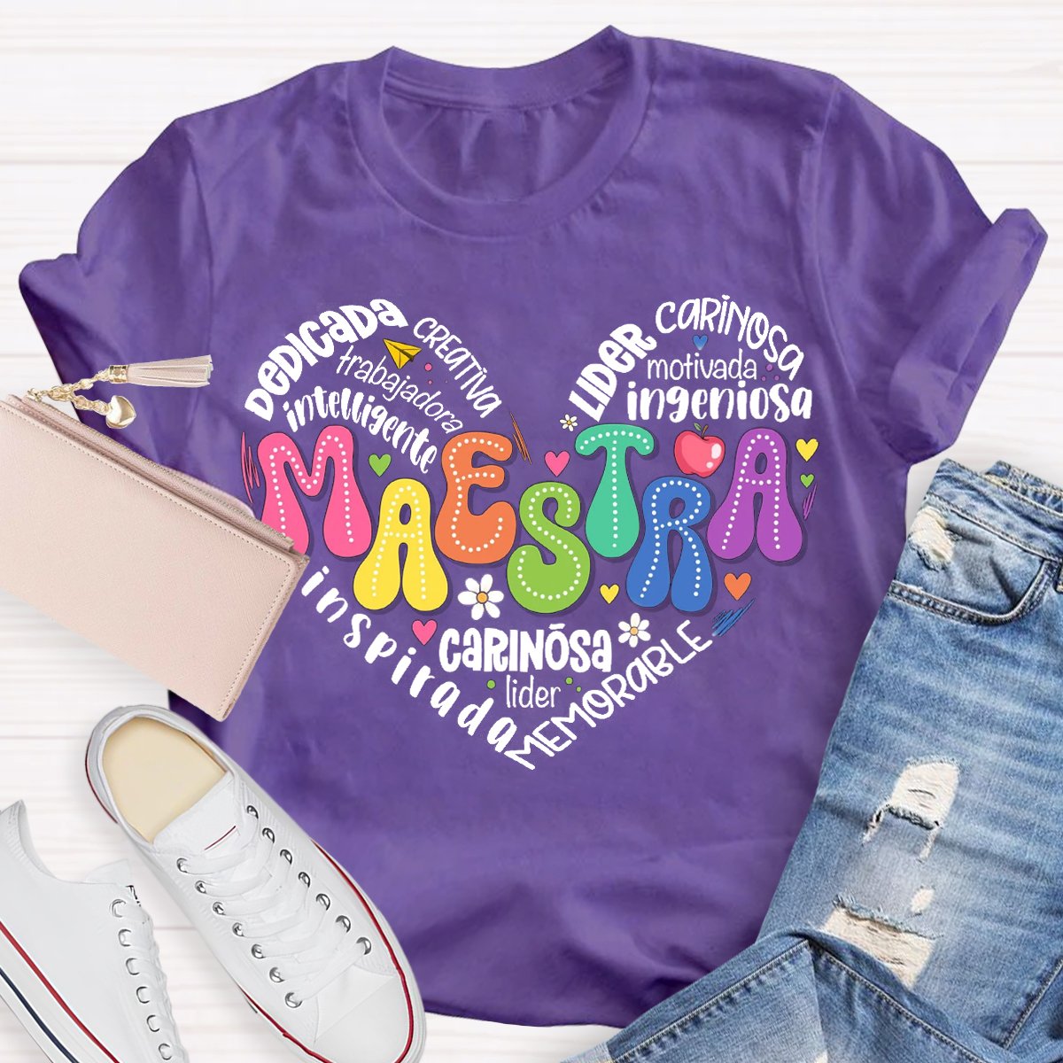 Maestra Spanish Teacher Heart T-Shirt