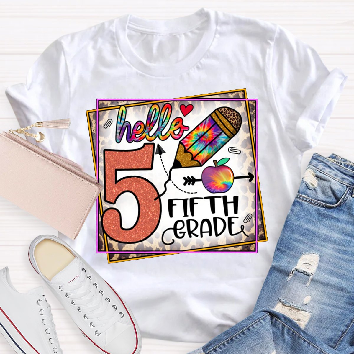 Personalized Grade With Art Pen Teacher's T-Shirt