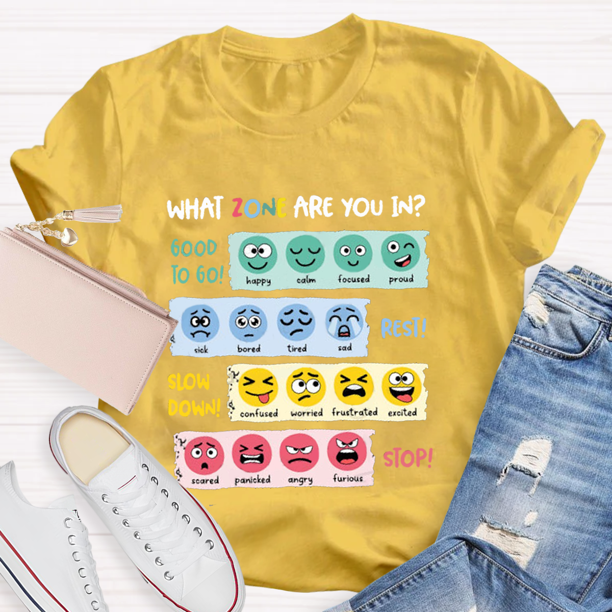 Zone Of Regulation Mental Health Teacher T-Shirt