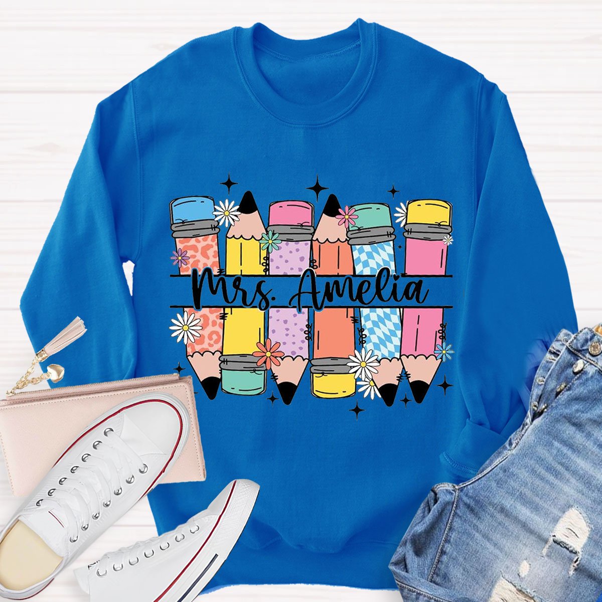 Personalized  Name Pencil Sweatshirt