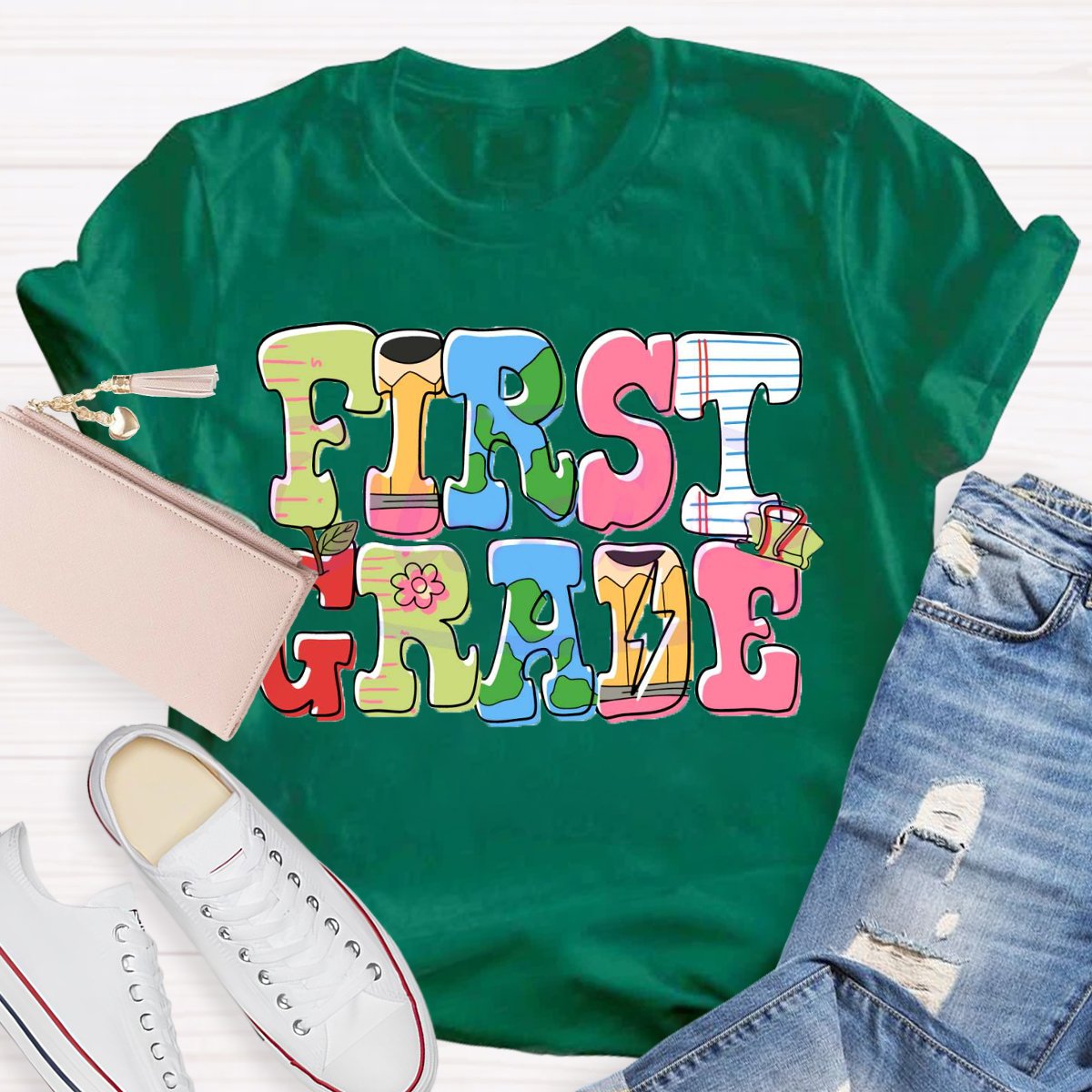 Personalized Grade First Grade Student Back To School T-Shirt