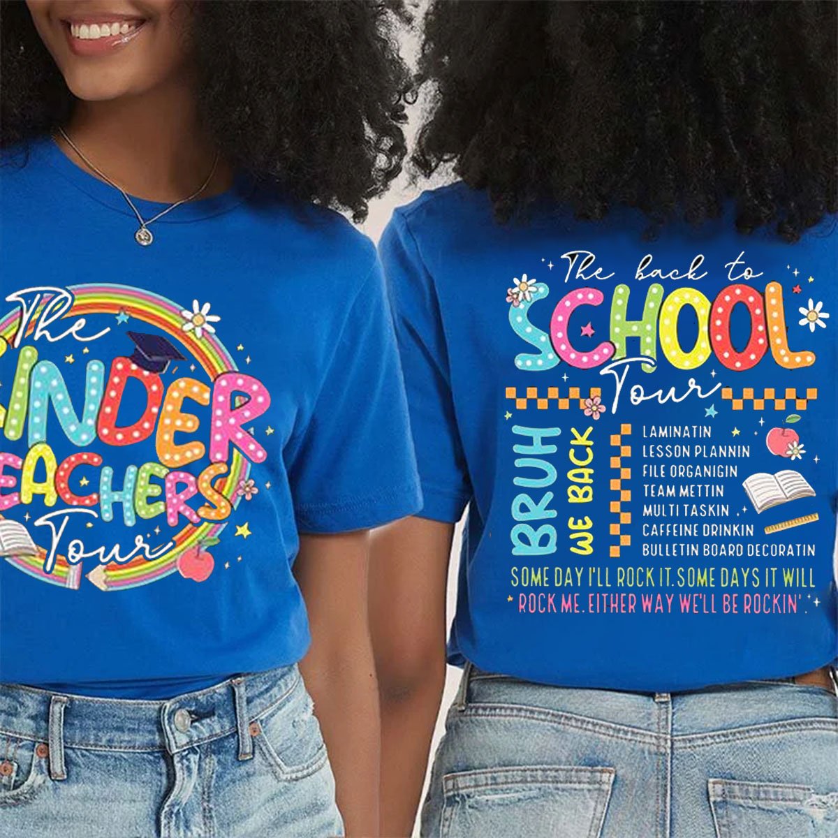 Personalized Grade Back To School Double Print Teacher T-Shirt