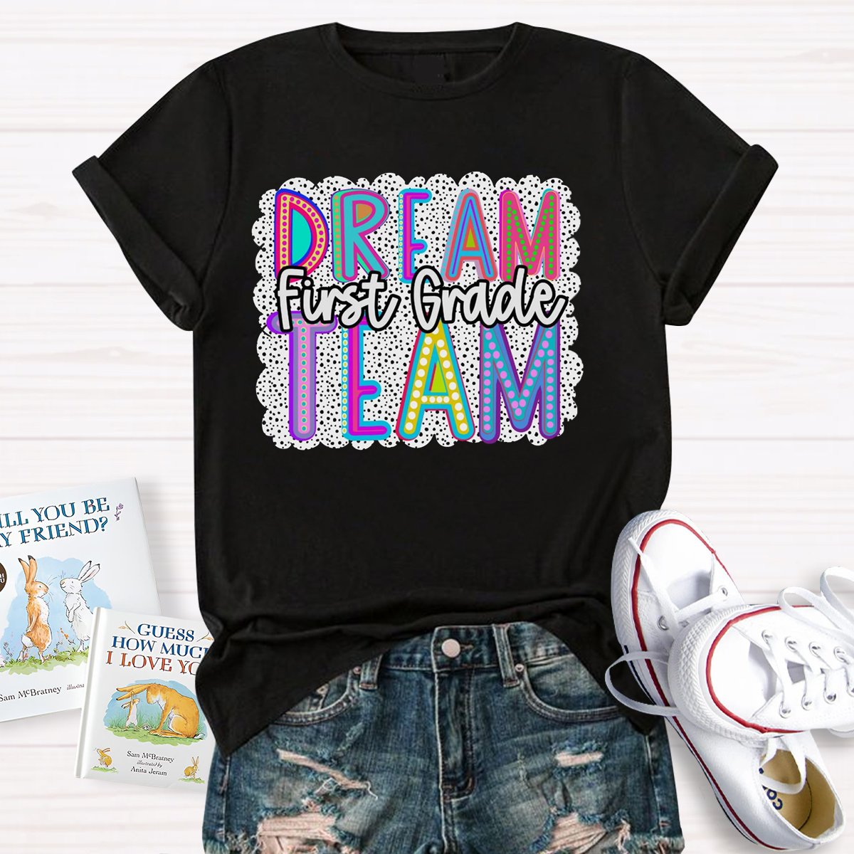 Personalized Grade Dream Team Dalmatian Dots Teacher Shirt