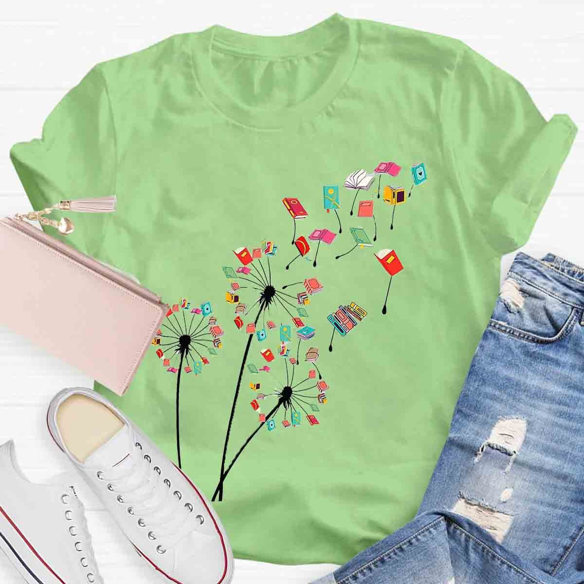 Dandelion Books Reading Lover Casual Print T-shirt