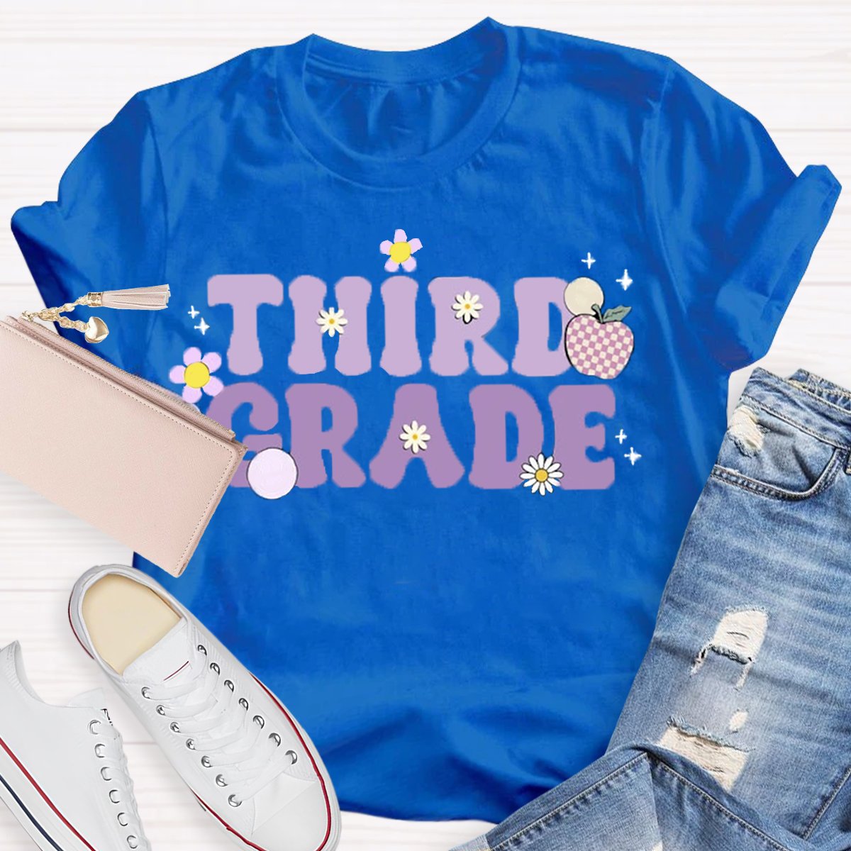 Personalized Grade Purple Apple T-Shirt