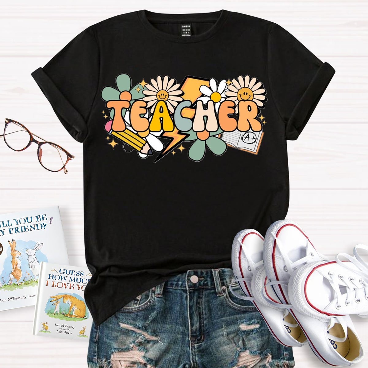 Teacher Sunflowers And Pencil  T-Shirt