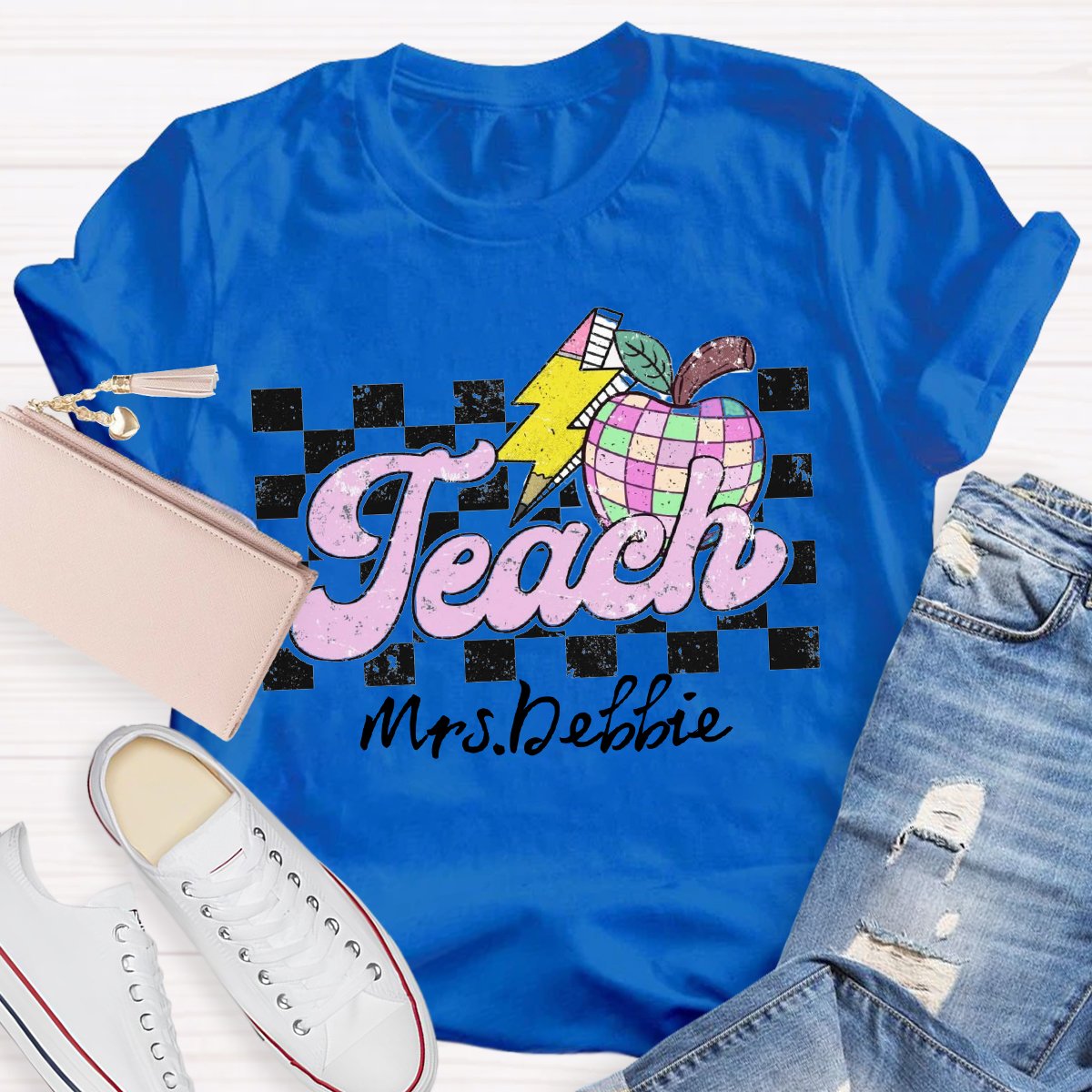 Personalized Teacher Name Apple Back To School Shirt