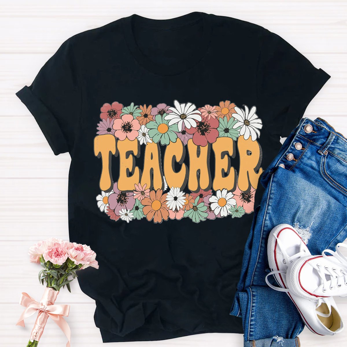 Cute Floral Trendy Teacher Shirt