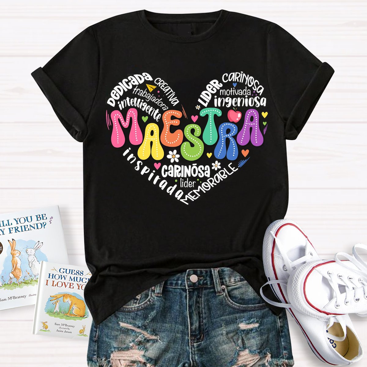 Maestra Spanish Teacher Heart T-Shirt