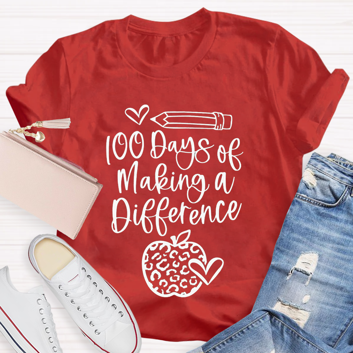 100 Days Of Making A Difference Teacher T-Shirt