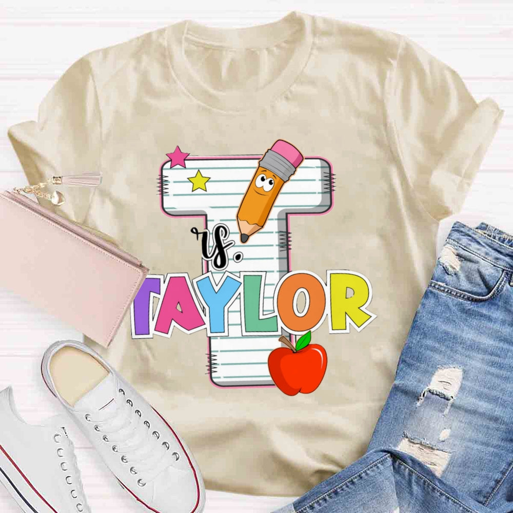 Personalized Teachers Initials Name T-shirt