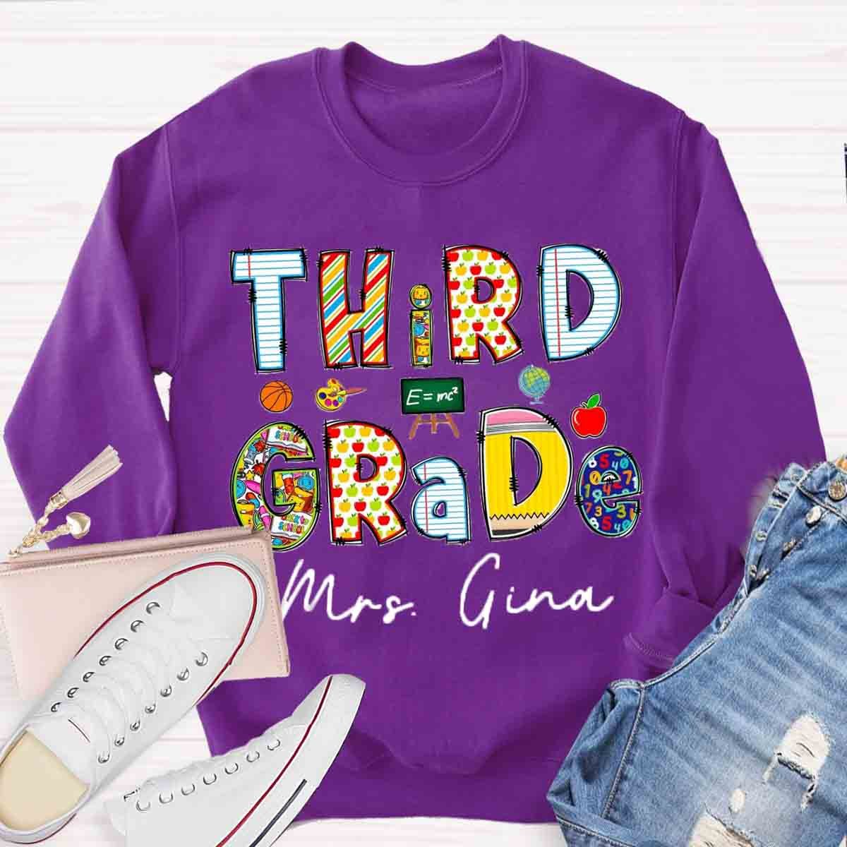 Personalized Grade And Name Teachers Sweatshirt