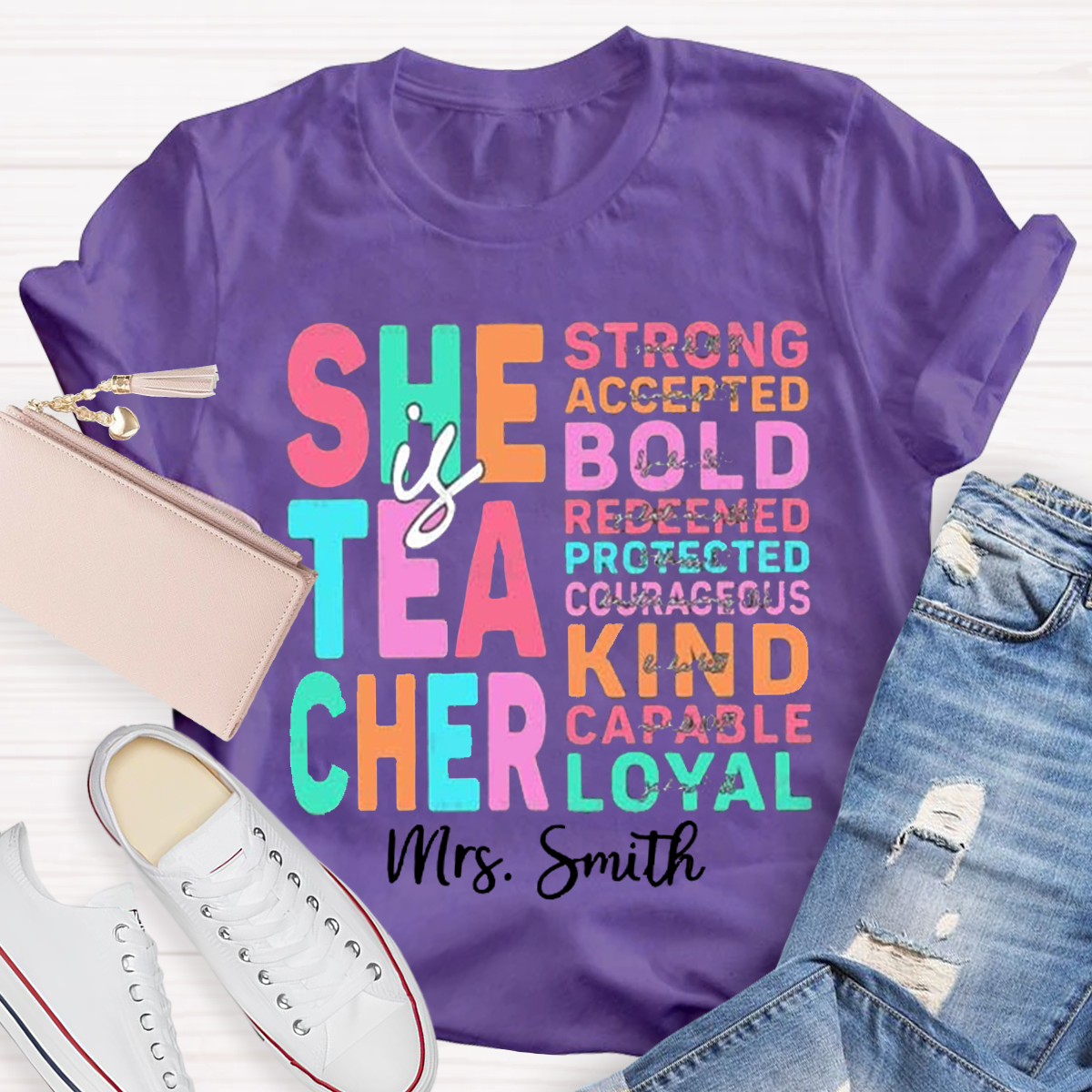 Personalized Name Teacher is Strong Kind T-shirt