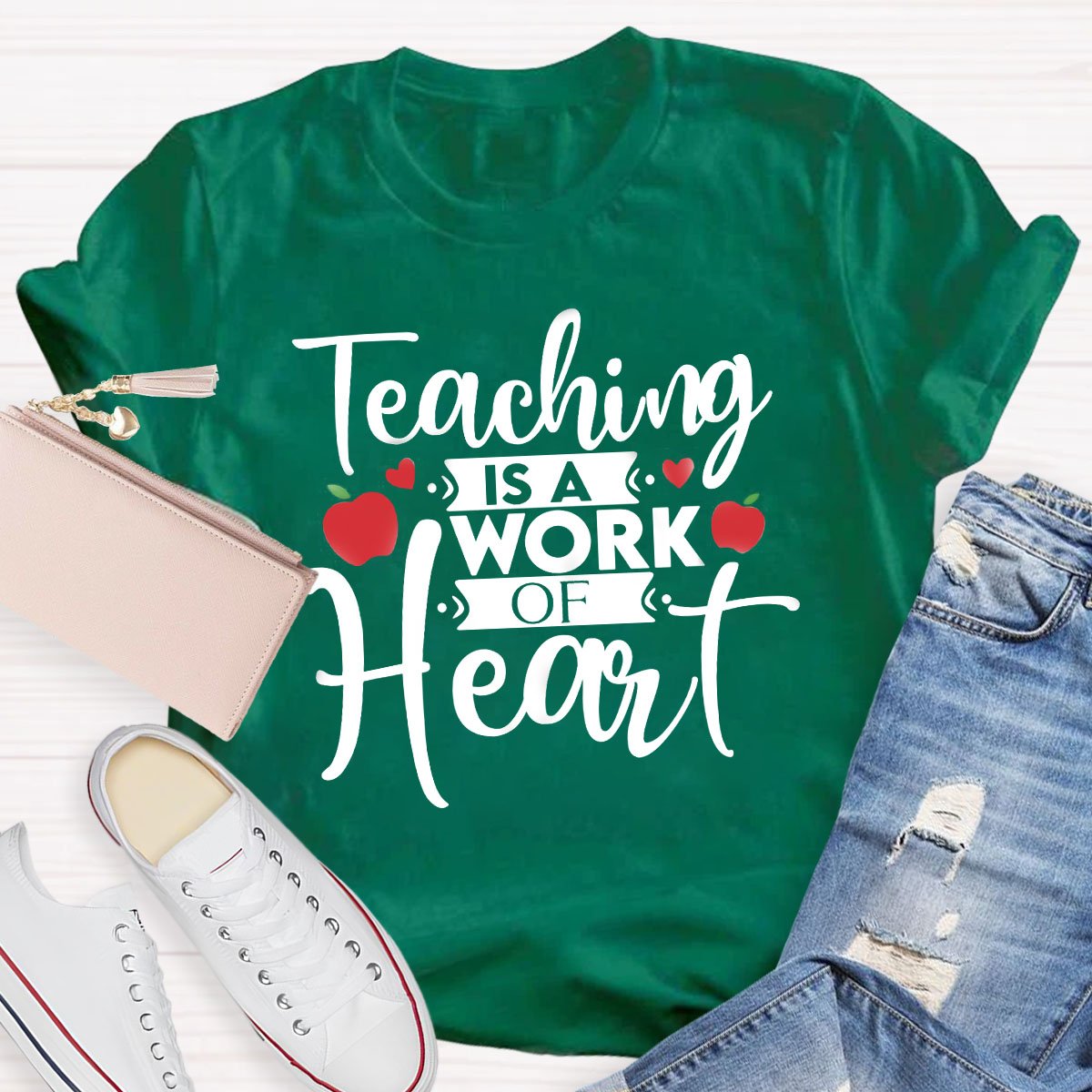 Teacher Art Teaching Is A Work Of Heart T-Shirt