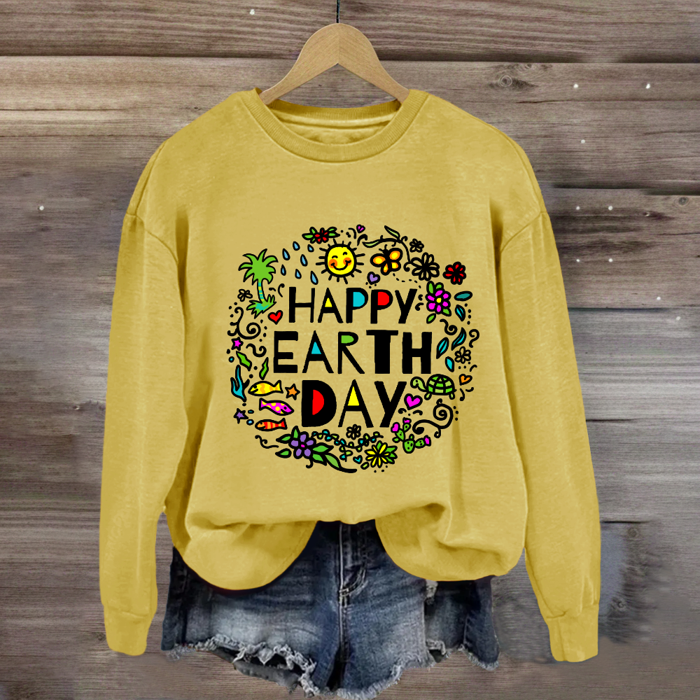 Happy Earth Day Floral Sweatshirt