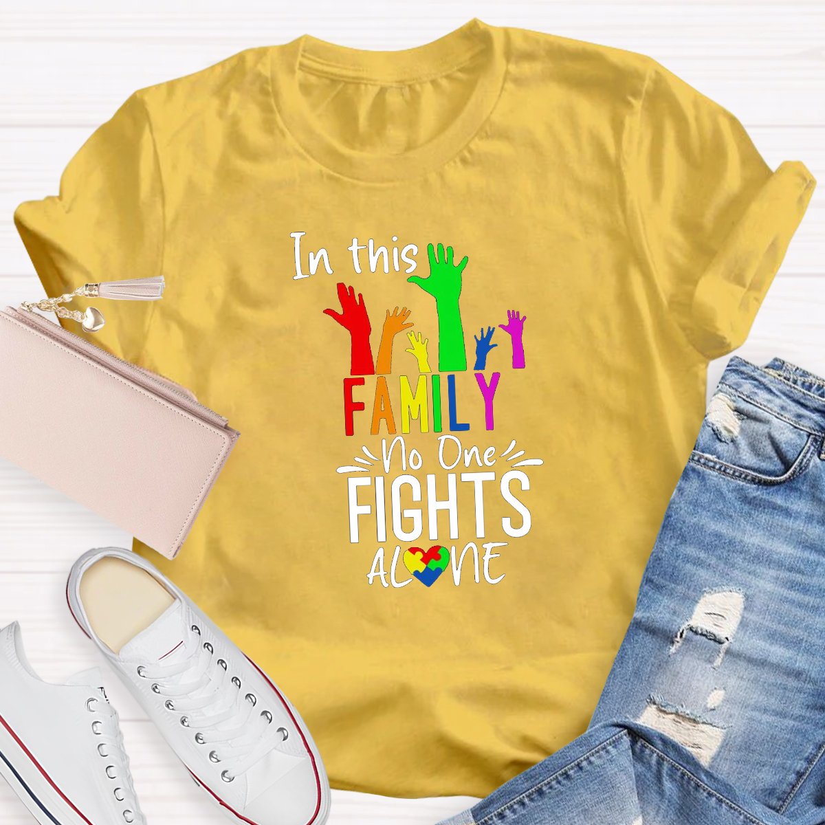 In This Family No One Fights Alone Teacher Shirt