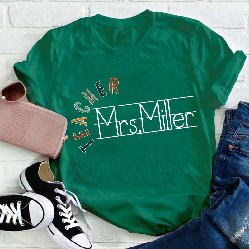 Personalized Name Spelling Letter Teacher T-Shirt