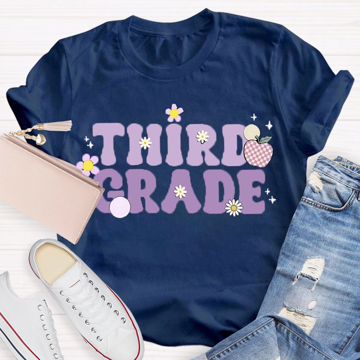 Personalized Grade Purple Apple T-Shirt