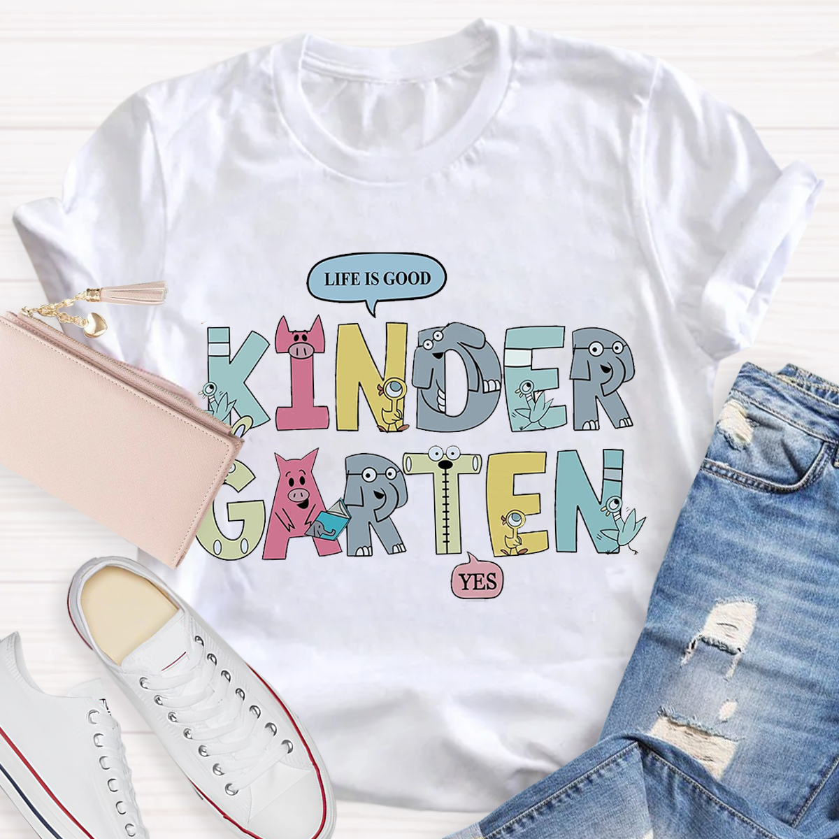 Cartoon Animal Design Kindergarten T-Shirt