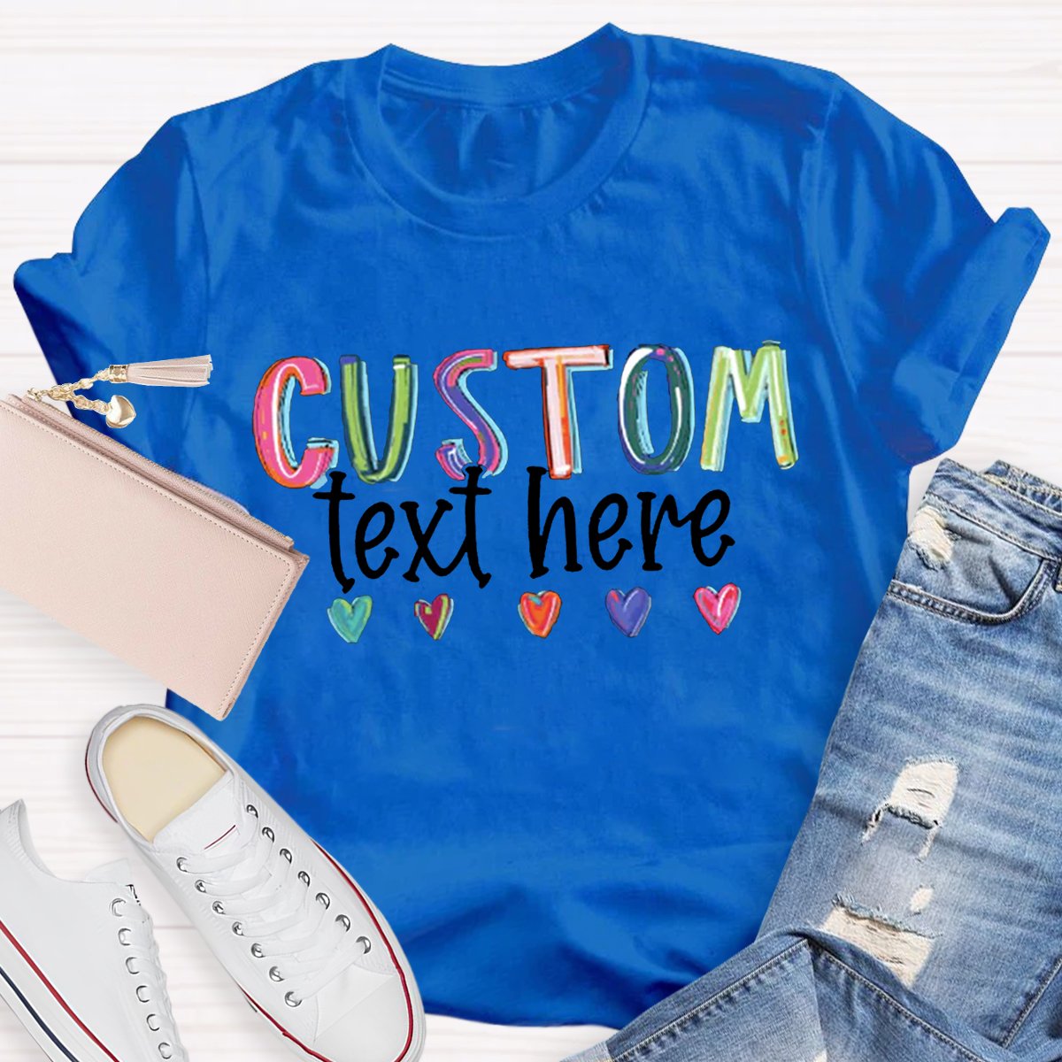 Personalized Your Text Colorful teacher T-shirt