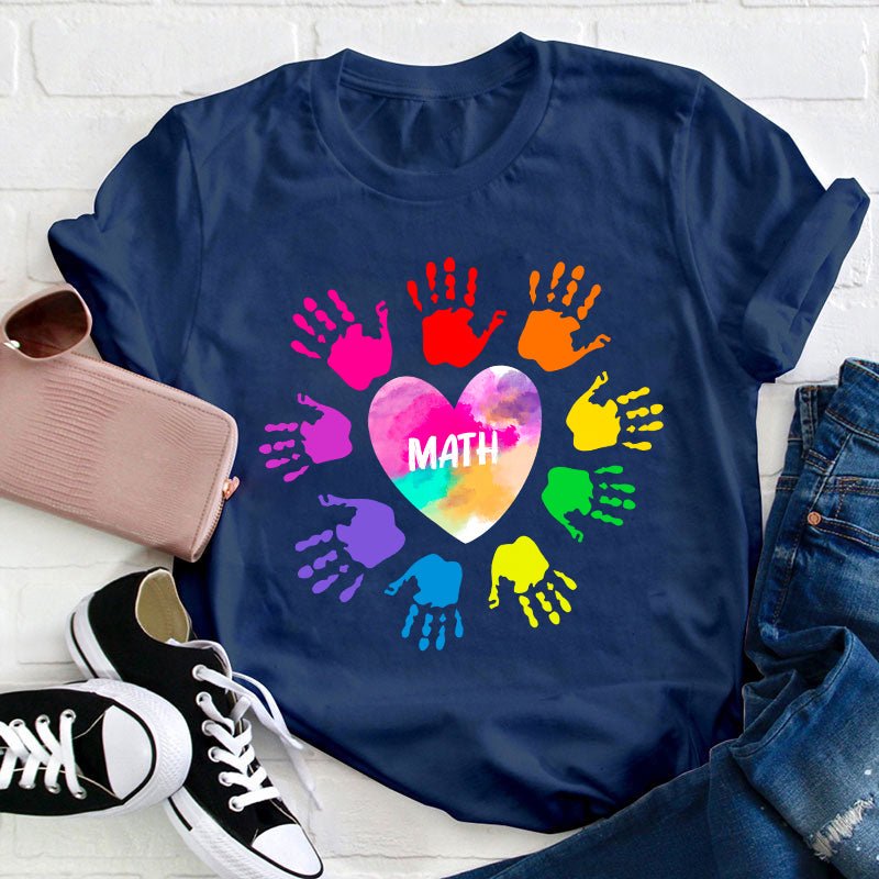 Personalized Colorful Hands Teacher T-Shirt