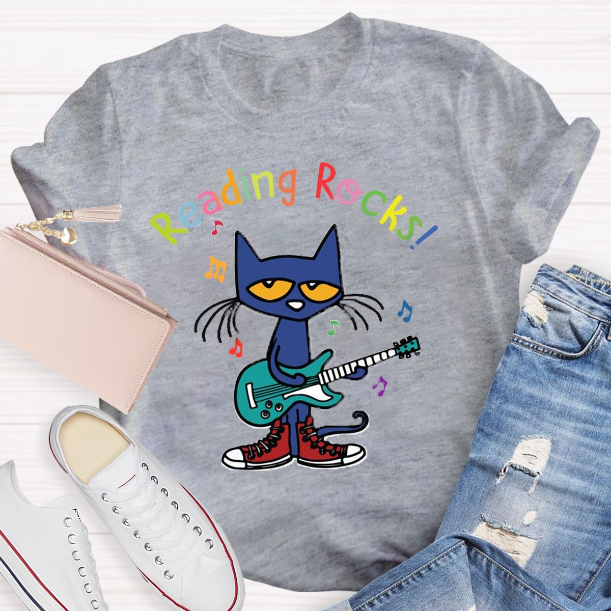 Reading Rocks Funny Cat T-Shirt