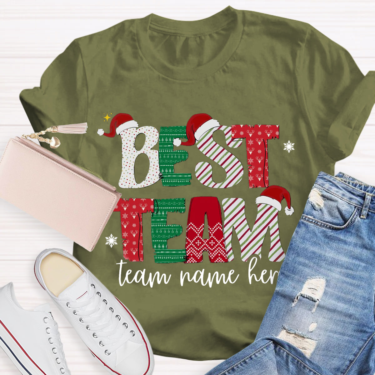 Personalized Team Name Christmas Best Team Ever T-Shirt