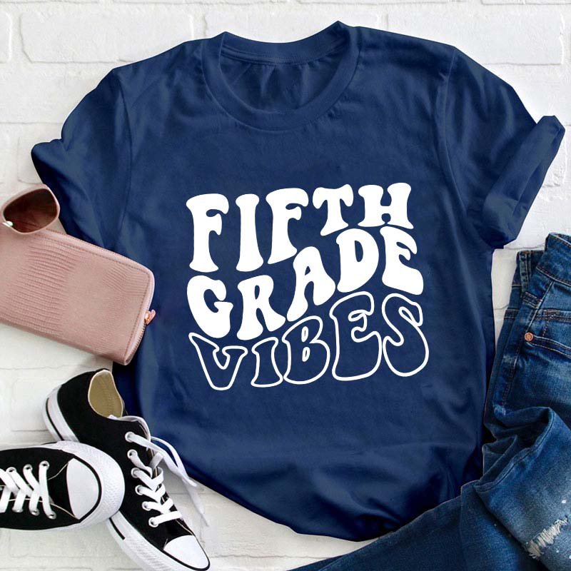 Personalized Grade Vibes Teacher T-Shirt