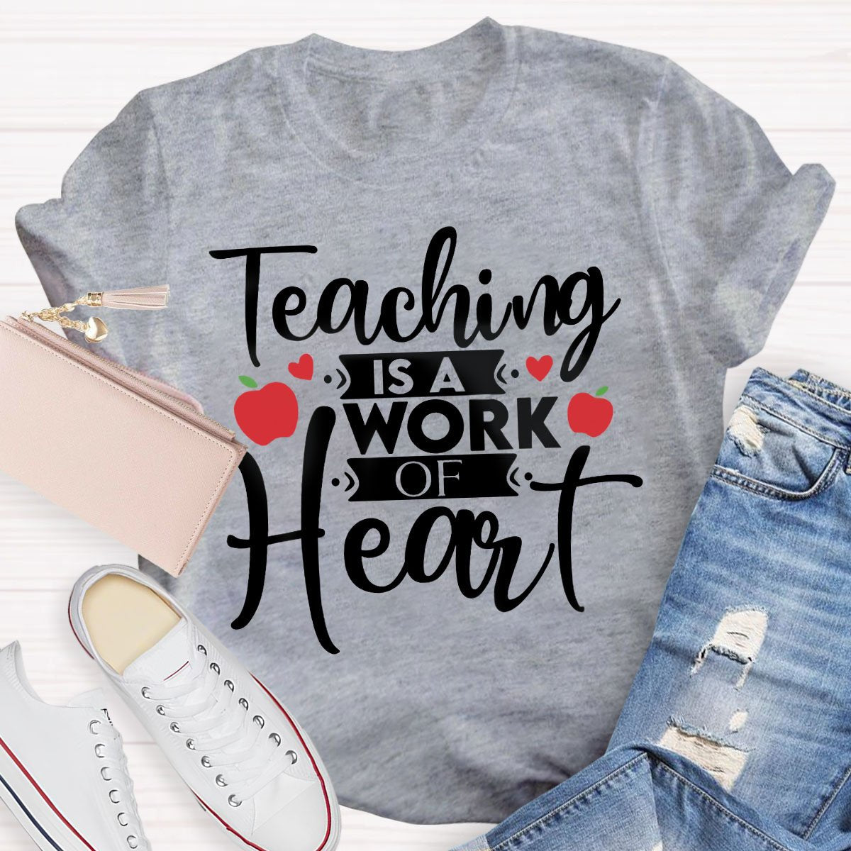 Teacher Art Teaching Is A Work Of Heart T-Shirt