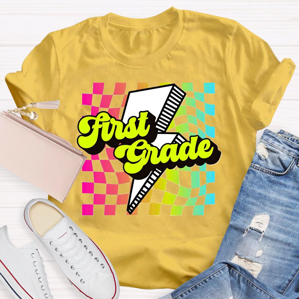 Personalized Grade Color Blocks Back to School T-shirt