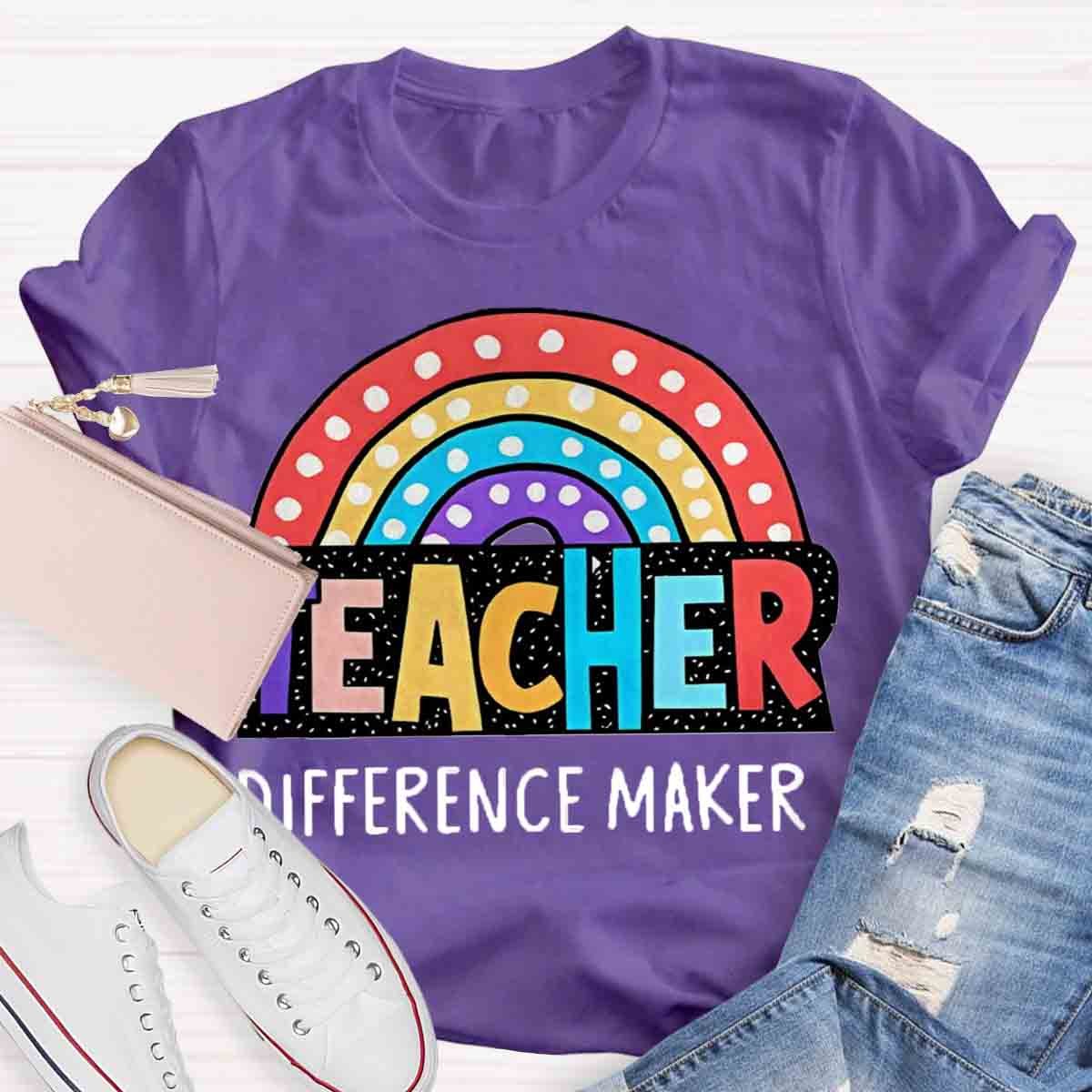 Rainbow Teacher Difference Maker T-Shirt