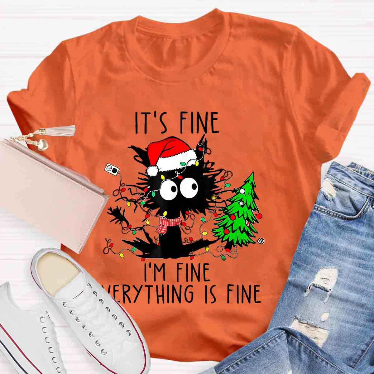 It's Fine I'm Fine Everything Is Fine Christmas T-shirt