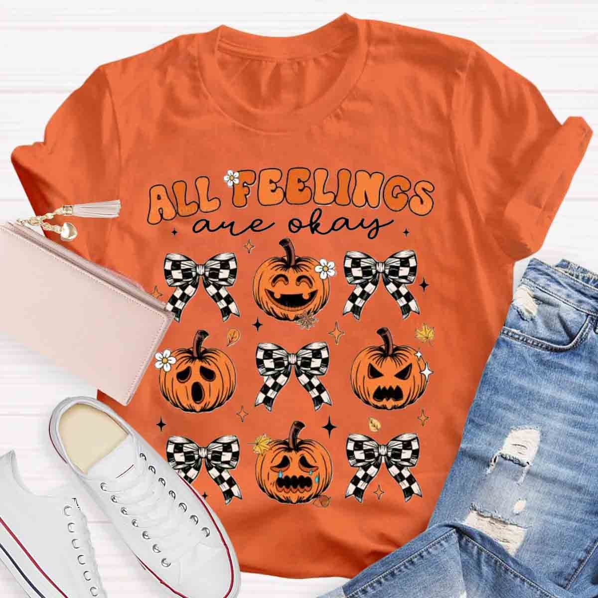 All Feelings Are Okay School Psych Ghost Pumpkin Shirt