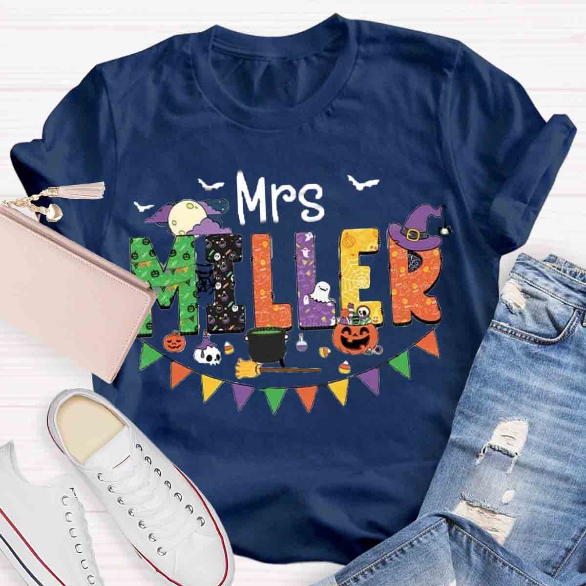 Personalized Name Halloween Spooky Teacher Shirt