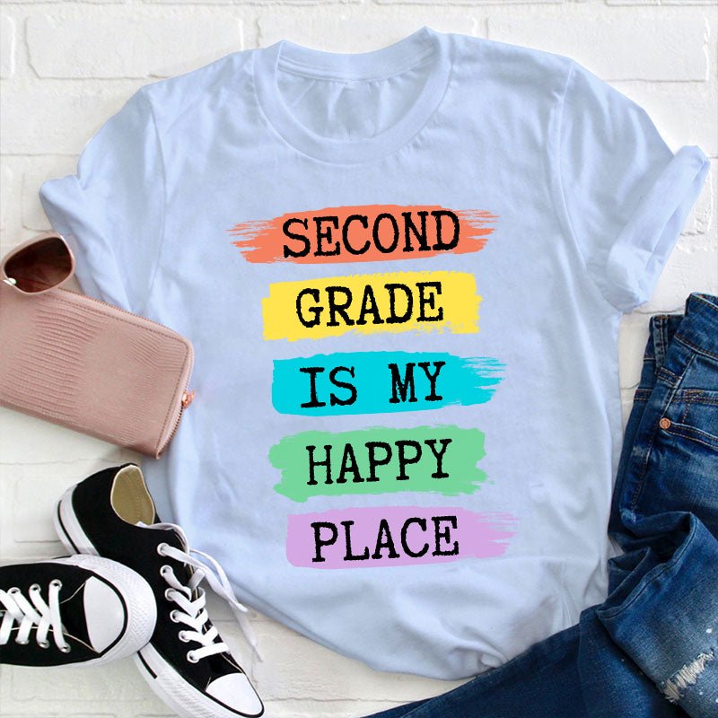 Personalized Grade Is My Happy Place Teacher T-Shirt