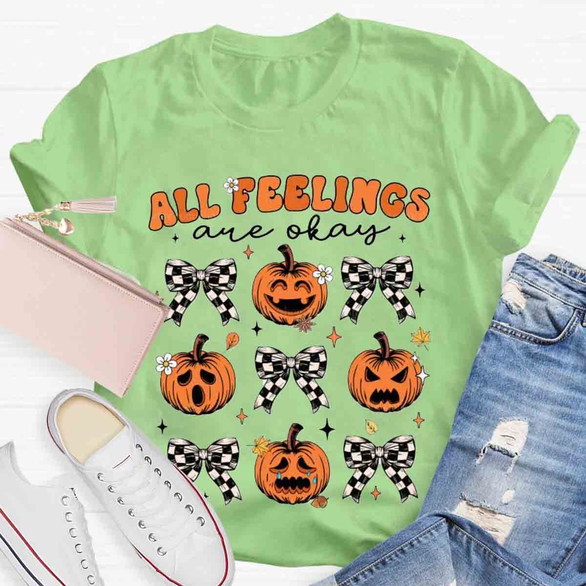 All Feelings Are Okay School Psych Ghost Pumpkin Shirt