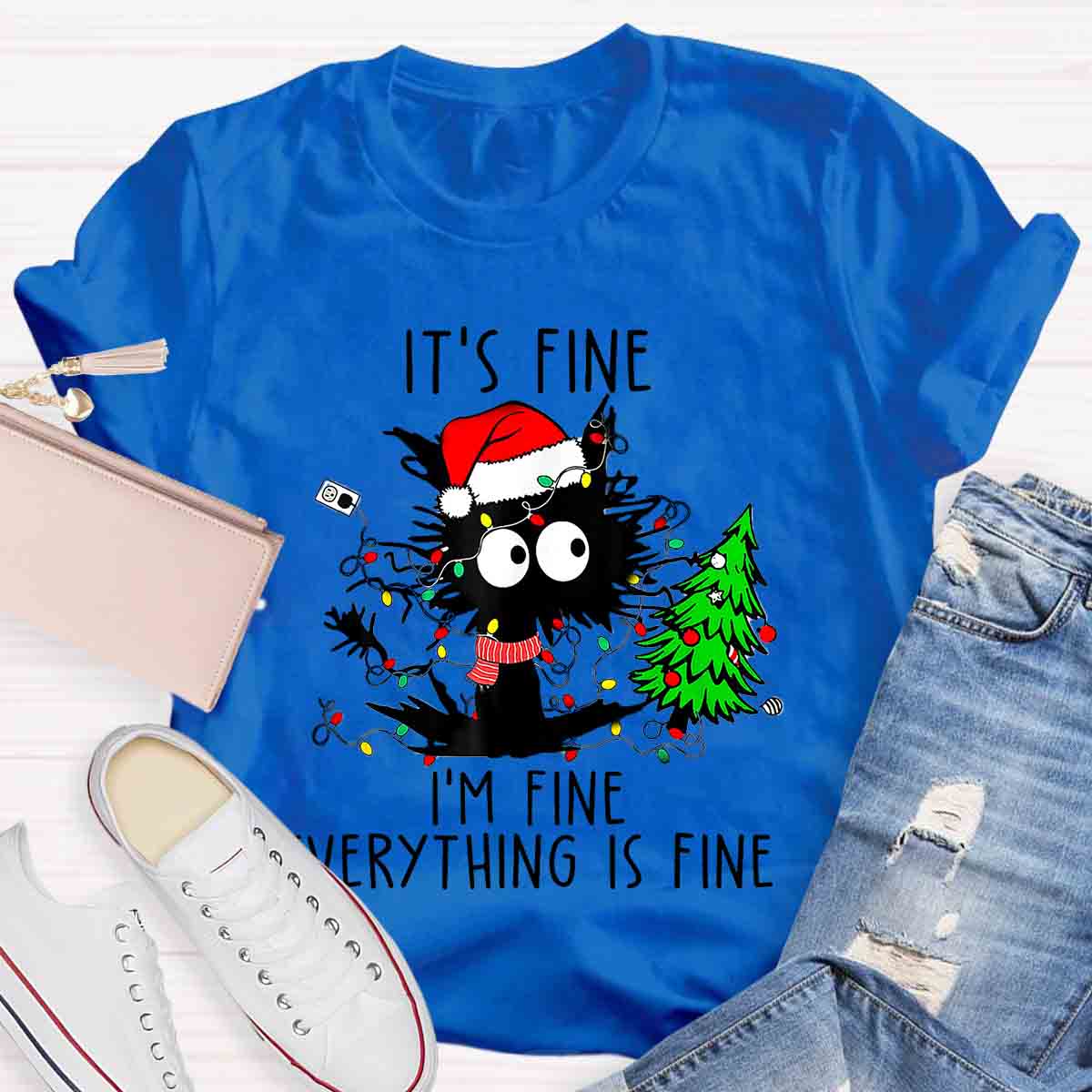 It's Fine I'm Fine Everything Is Fine Christmas T-shirt