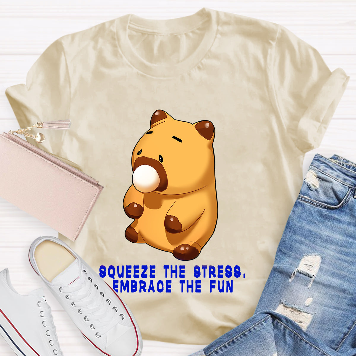 Squeeze The Stress, Embrace The Fun Capybara T-Shirt