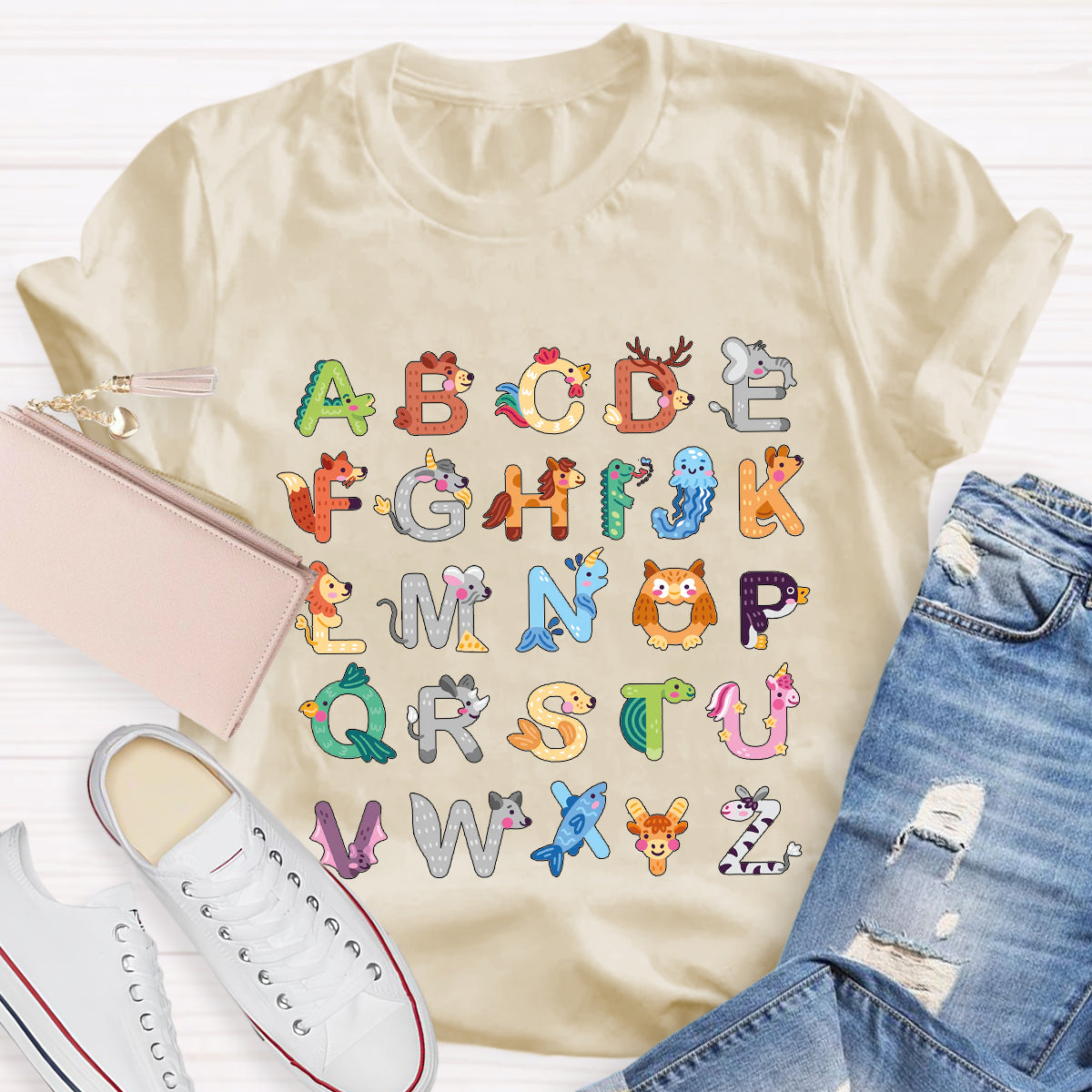 Animal Alphabet Clipart Teacher Shirt