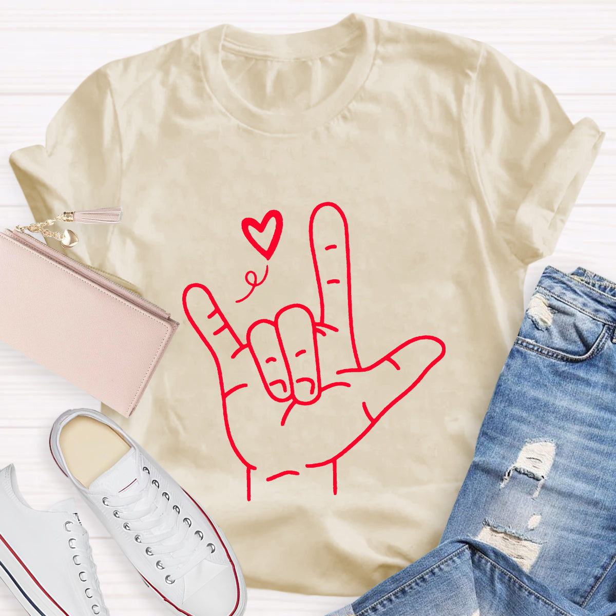 Sign Language Love Needs No Words Teacher T-Shirt