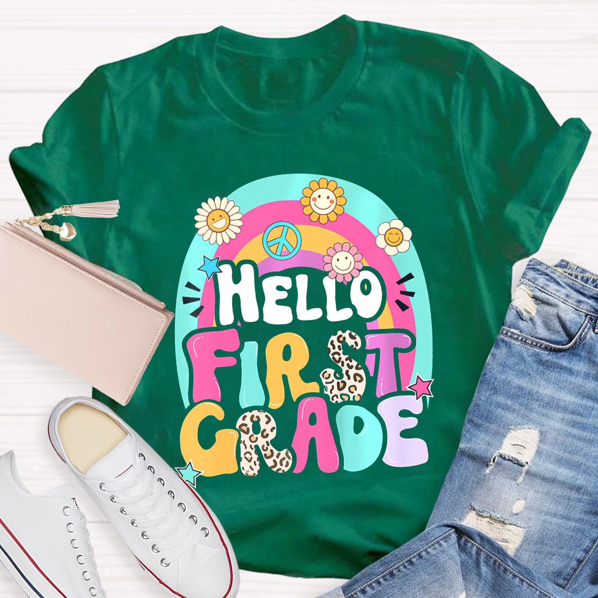 Personalized Hello Firt Grade Teacher Shirt