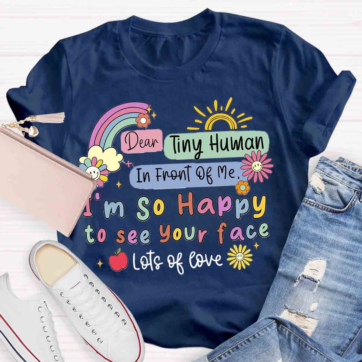 So Happy To See Your Face Teacher Casual Print T-shirt