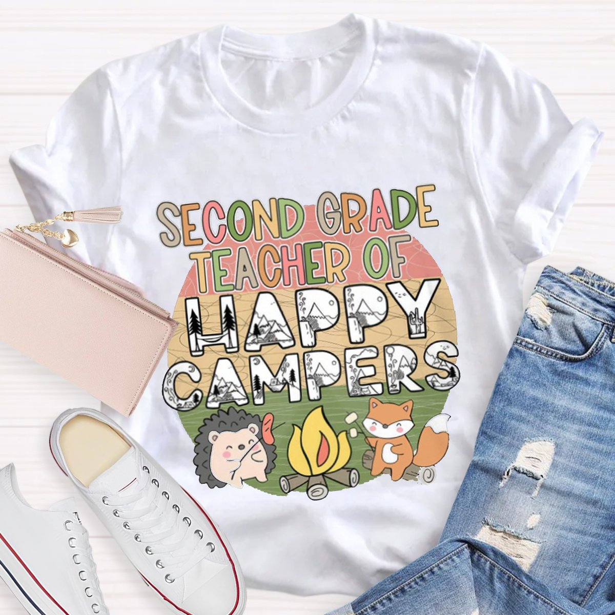 Personalized Second Grade Teacher Of Happy Campers Teacher Shirt