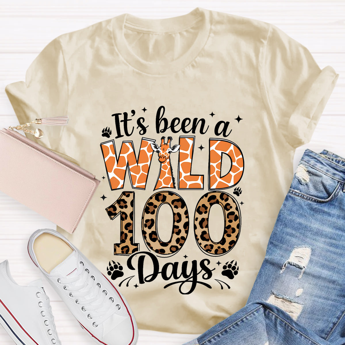 It's Been A Wild 100 Days Leopard Giraffe T-Shirt