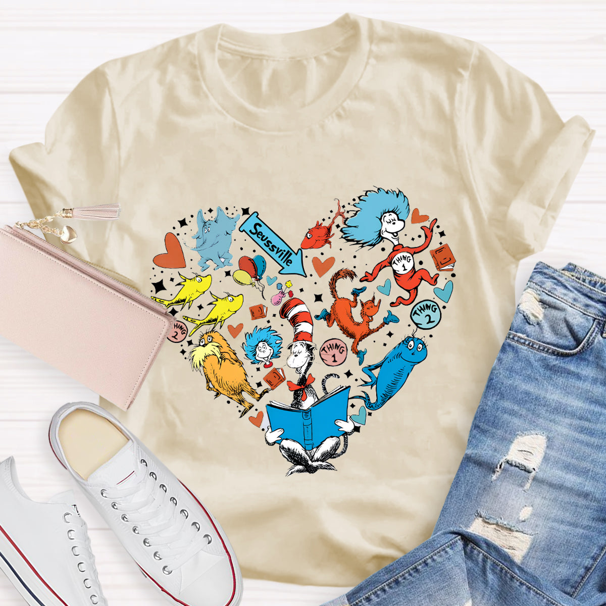 The Cat In The Hat Heart Teacher T-Shirt