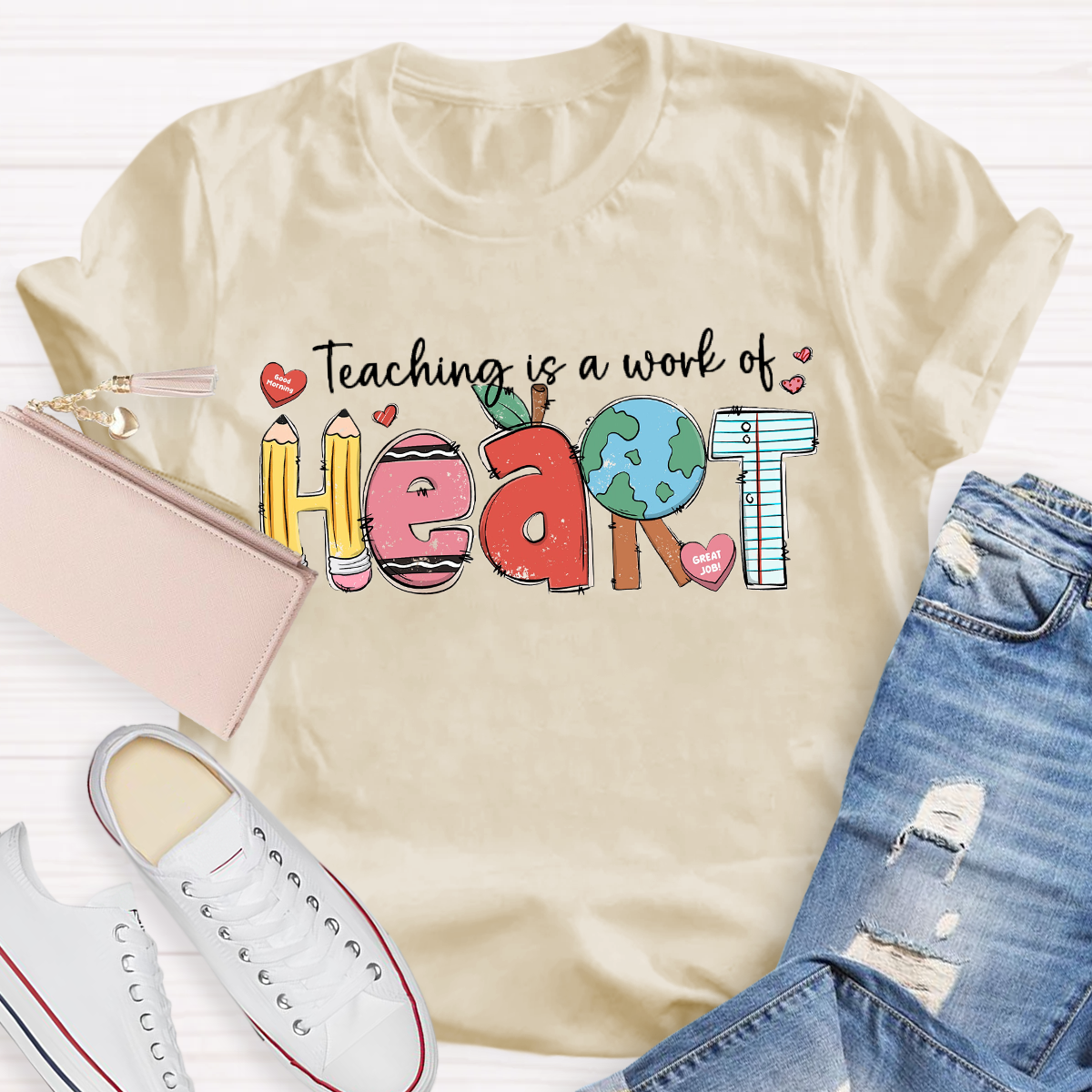 Teaching Is A Work Of Heart Teacher T-Shirt