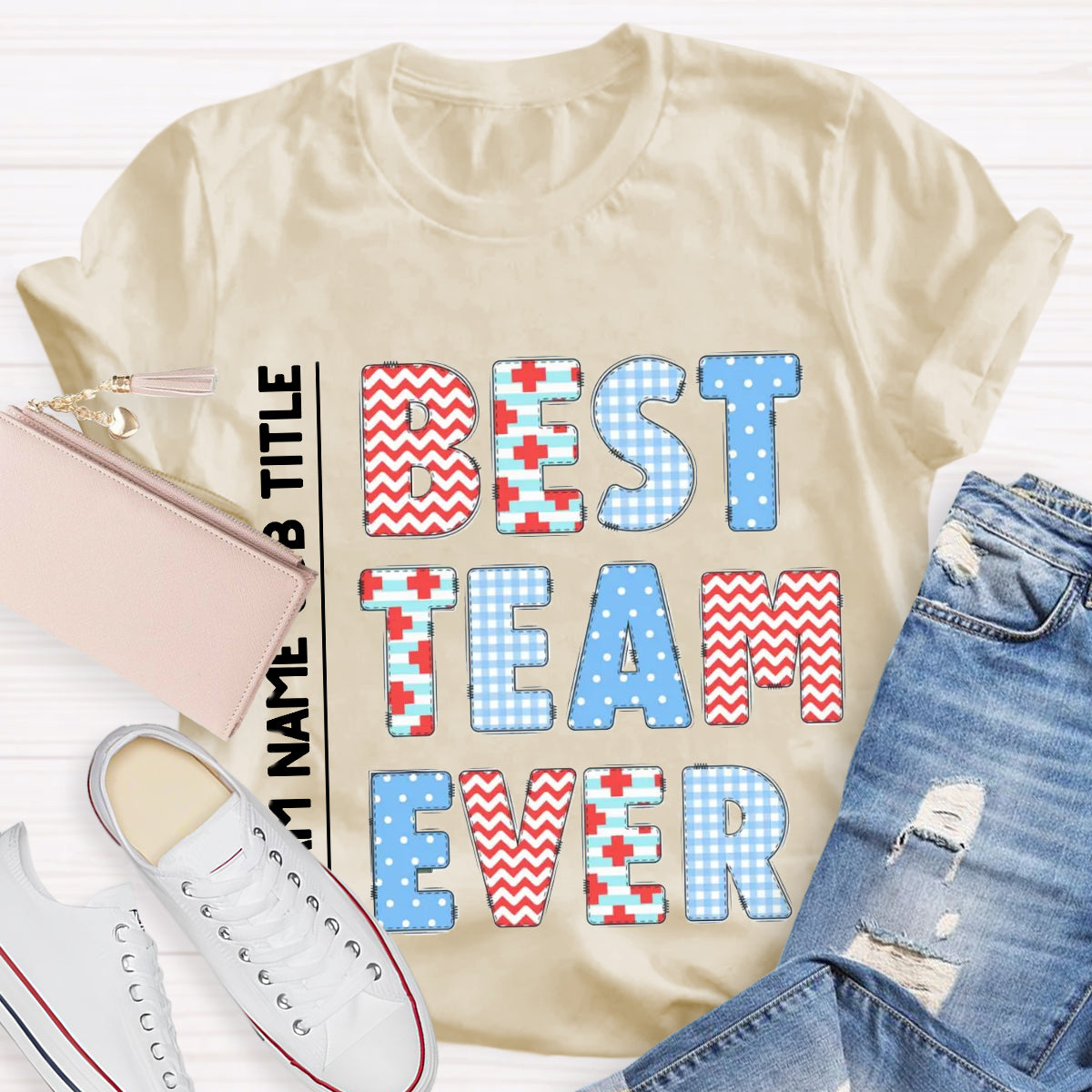 Personalized Team Name Plaid Design T-Shirt